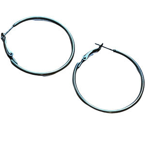 Silver Tone Hoop Earrings with Self Closure Clasp